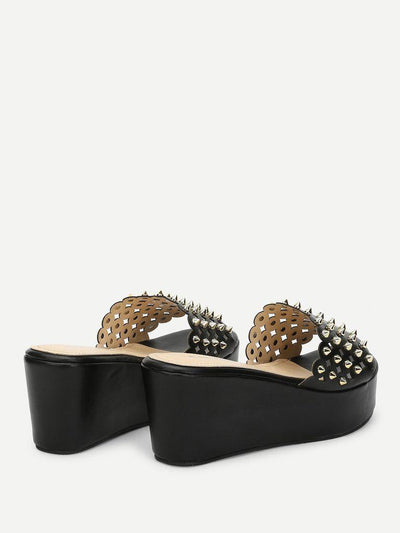 Rivet Cut Out Sandals-shoes-Des Mess