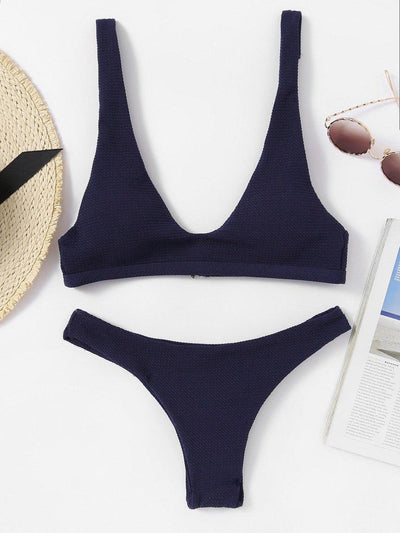 Plunge High Leg Bikini Set-swimwear-Des Mess