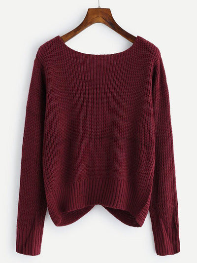 Pearl Beaded Detail Twist Sweater-outerwear-Des Mess