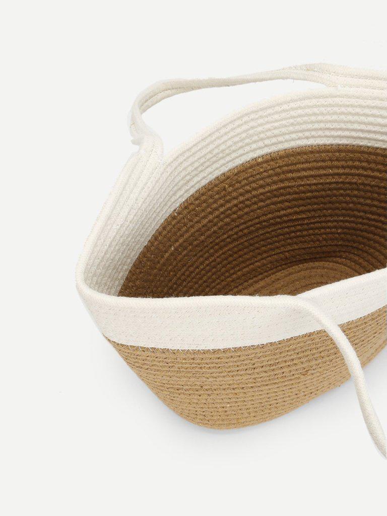 Two Tone Straw Tote Bag-accessories-Des Mess