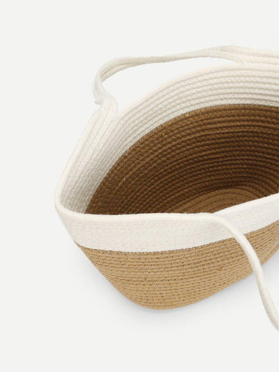 Two Tone Straw Tote Bag-accessories-Des Mess