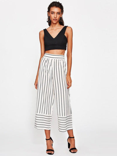 Striped Wide Leg Pants-bottom-Des Mess