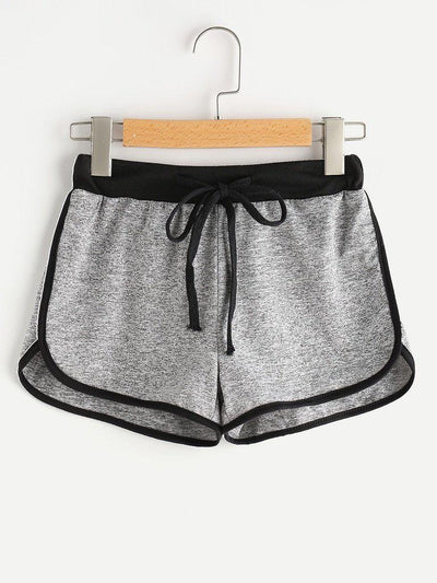 Drawstring Waist Ringer Shorts-bottom-Des Mess