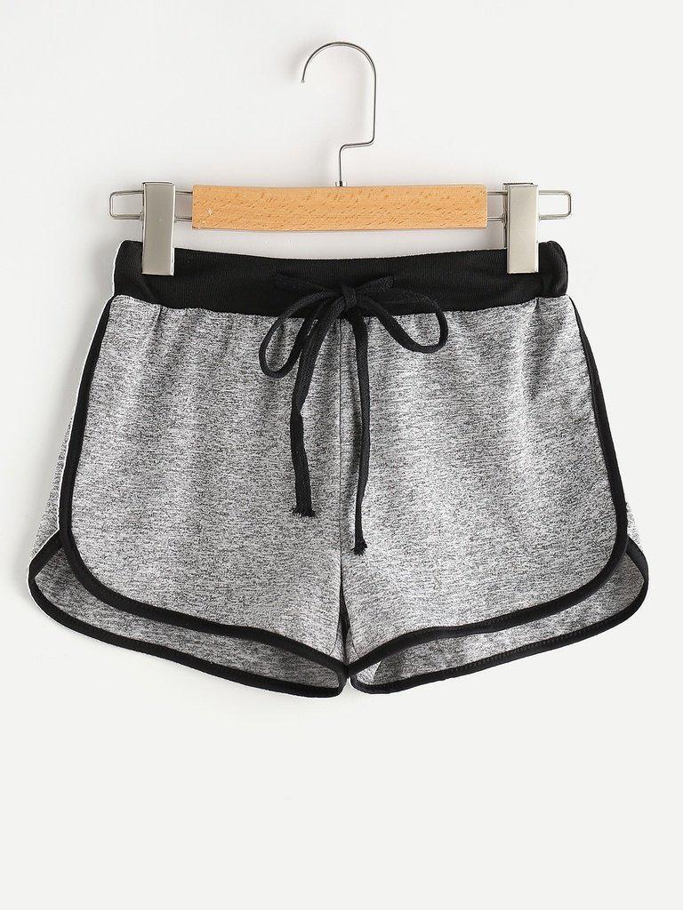 Drawstring Waist Ringer Shorts-bottom-Des Mess