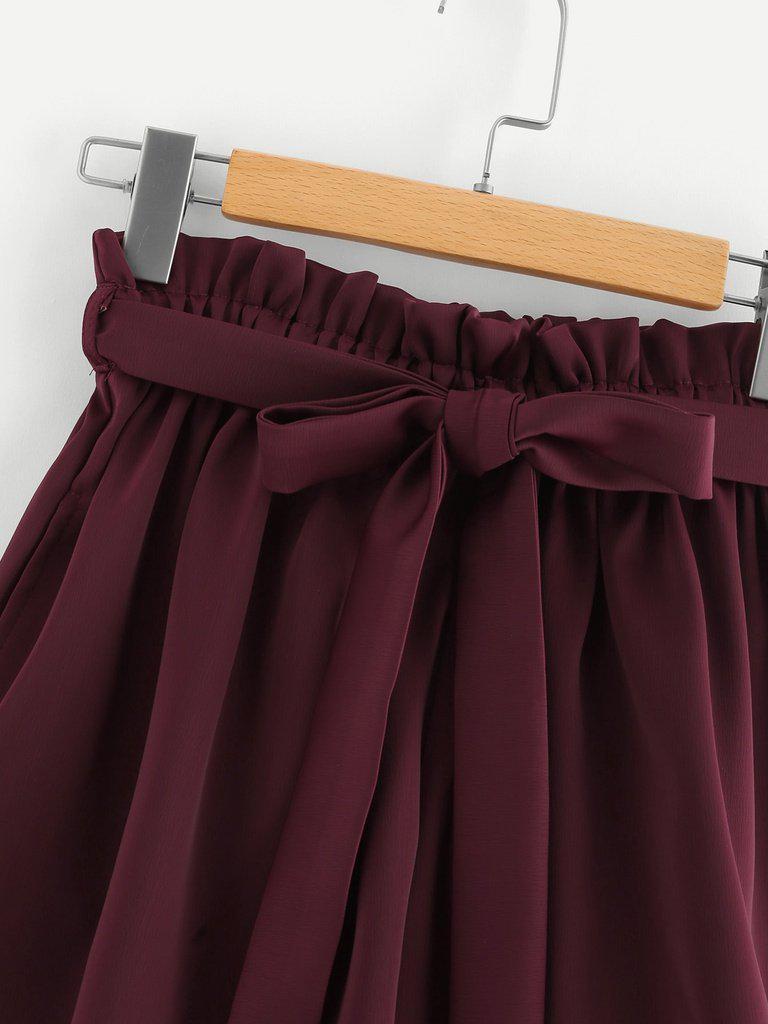 Frill Waist Self Tie Shorts-bottom-Des Mess
