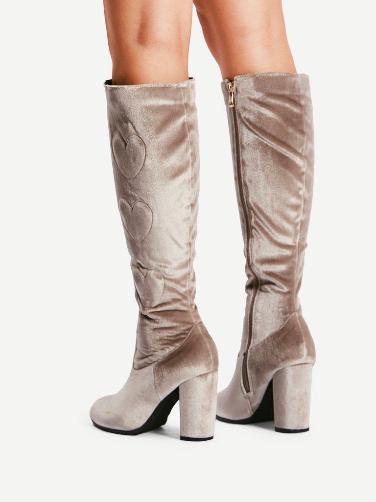 Heart Pattern Knee High Boots-shoes-Des Mess