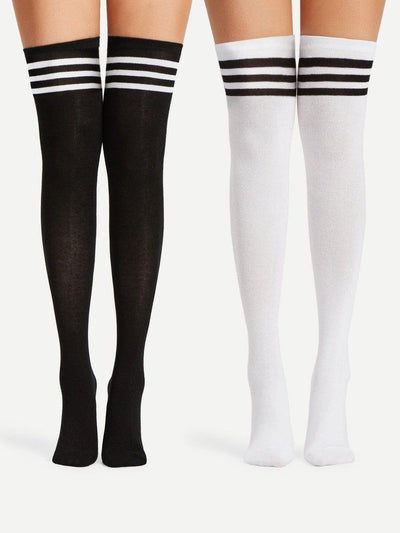 Striped Over The Knee Socks 2pairs-accessories-Des Mess
