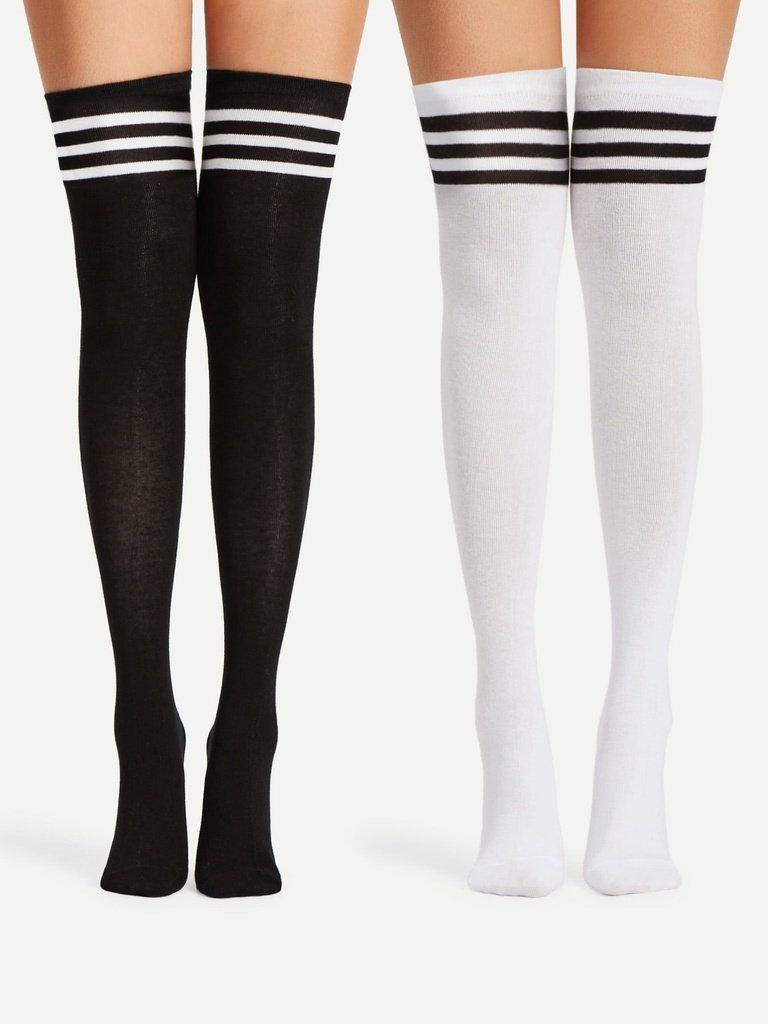 Striped Over The Knee Socks 2pairs-accessories-Des Mess
