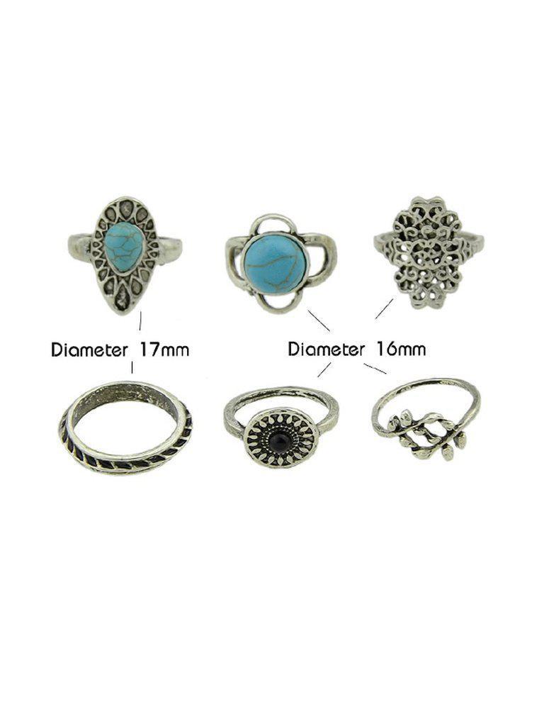6Pcs/Set Branches Pattern Blue Stone Rings-jewelry-Des Mess