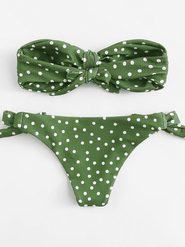 Polka Dot Knot Bikini Set-swimwear-Des Mess