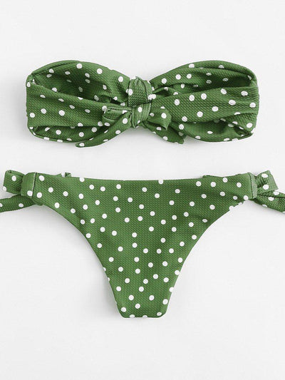 Polka Dot Knot Bikini Set-swimwear-Des Mess