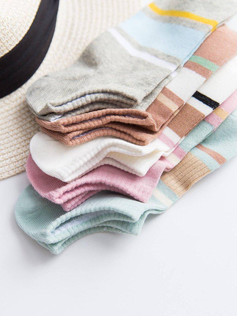 Color Block Invisible Socks 5Pairs-accessories-Des Mess