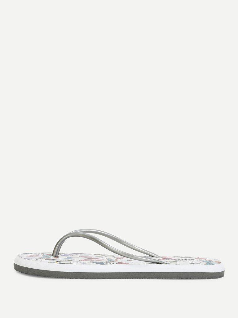 Butterfly Print Toe Post Sandals-shoes-Des Mess