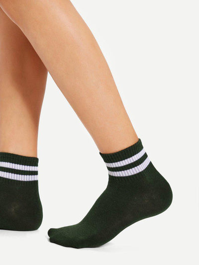 Striped Detail Ankle Socks 5Pairs-accessories-Des Mess