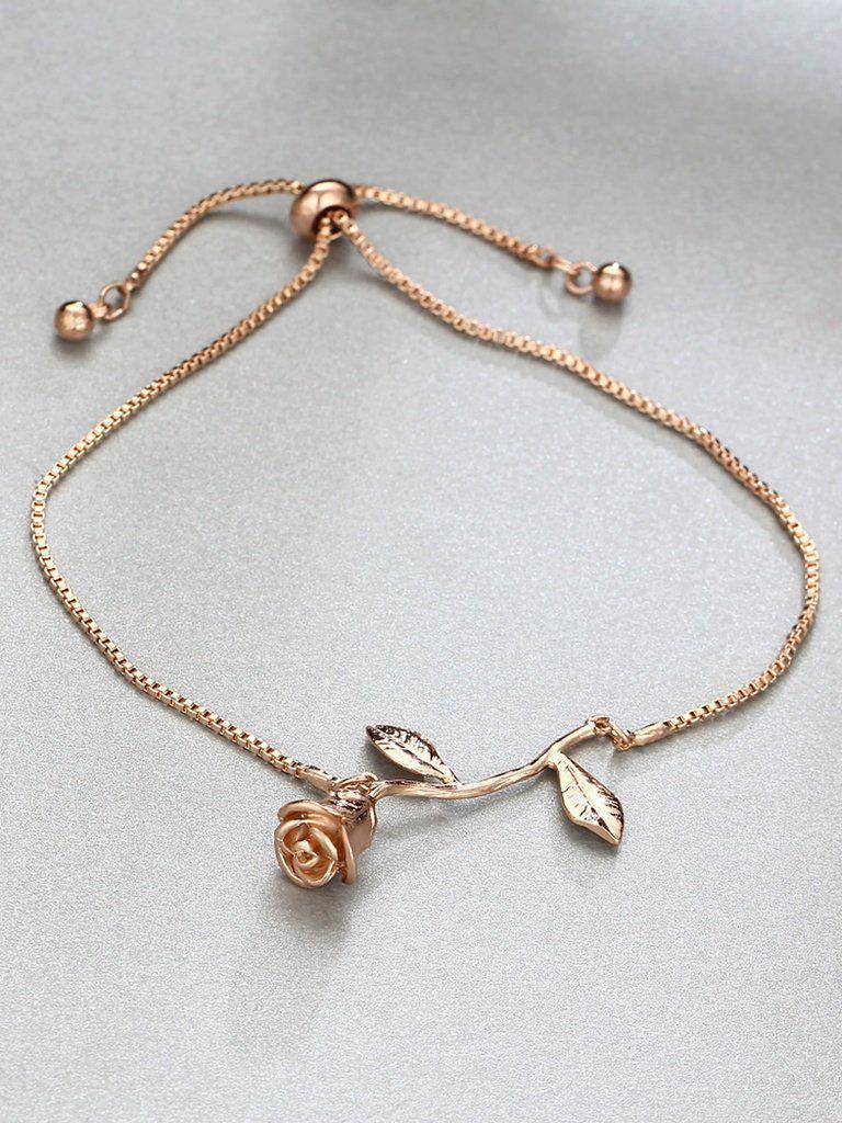 Metal Rose Detail Link Bracelet--Des Mess
