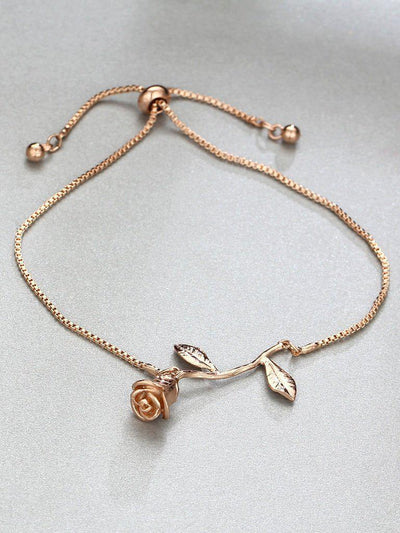 Metal Rose Detail Link Bracelet--Des Mess