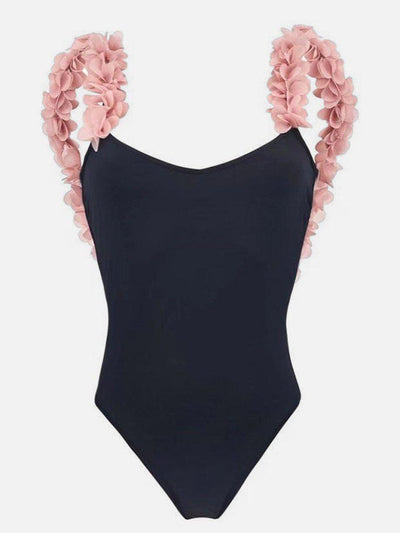 Stereo Flowers Detail Low Back Swimsuit-swimwear-Des Mess