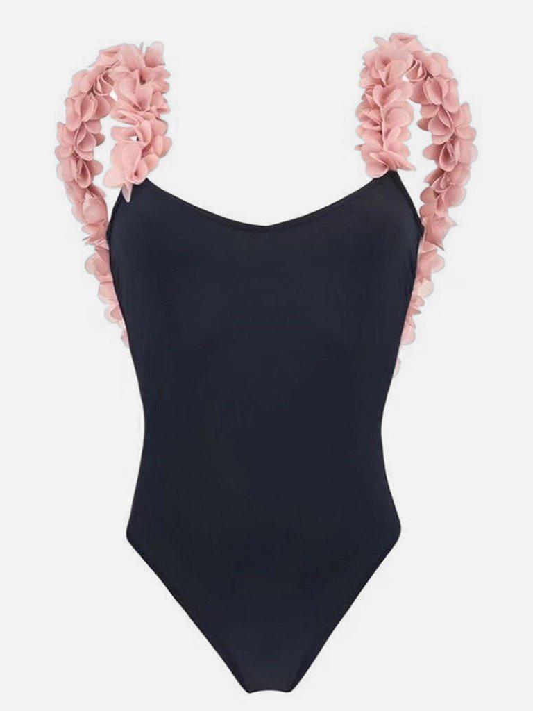 Stereo Flowers Detail Low Back Swimsuit-swimwear-Des Mess