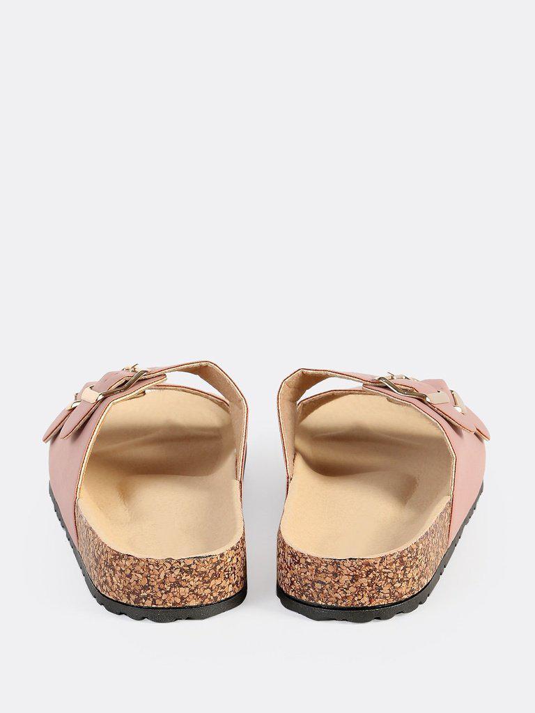 Double Buckle Nubuck Sandals DARK MAUVE-shoes-Des Mess