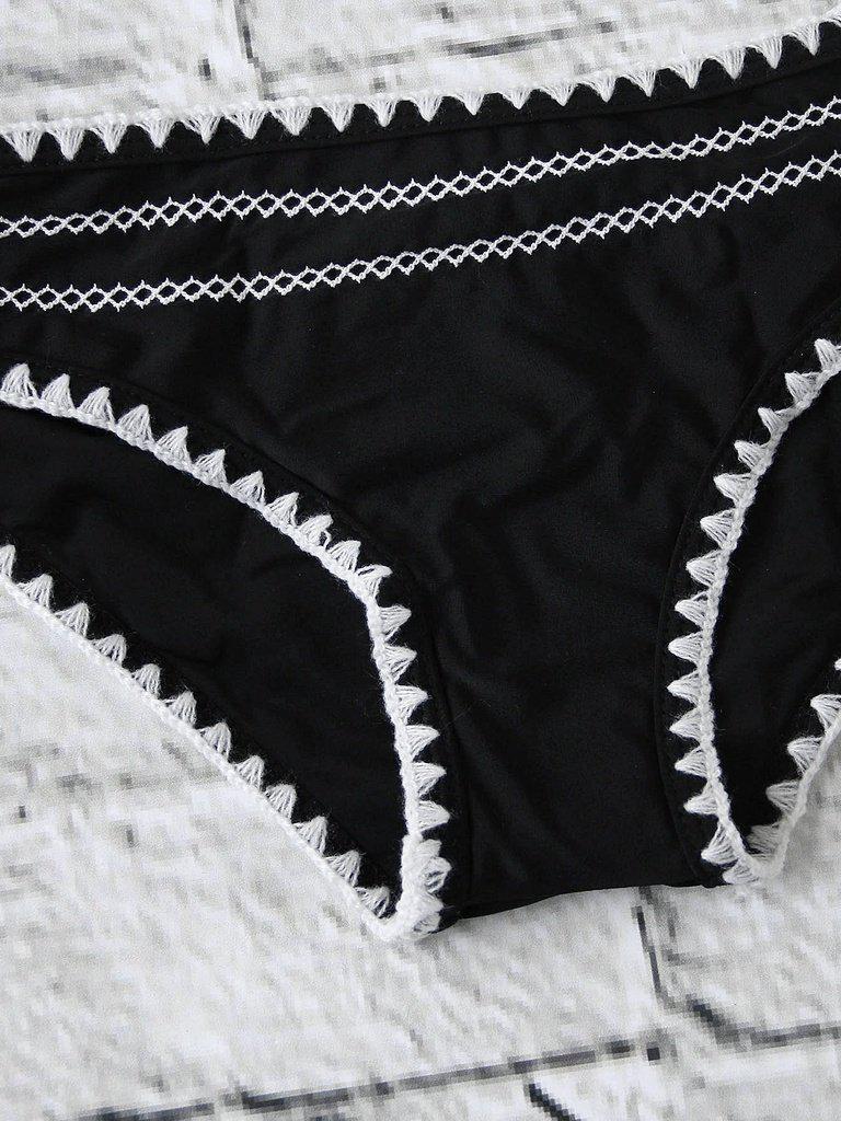 Crochet Trim Bandeau Bikini Set-swimwear-Des Mess