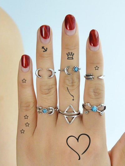 6 Pcs/Set Moon Horn Shape Knuckle Rings-jewelry-Des Mess