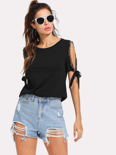 Raw Hem Destroyed Denim Shorts-bottom-Des Mess
