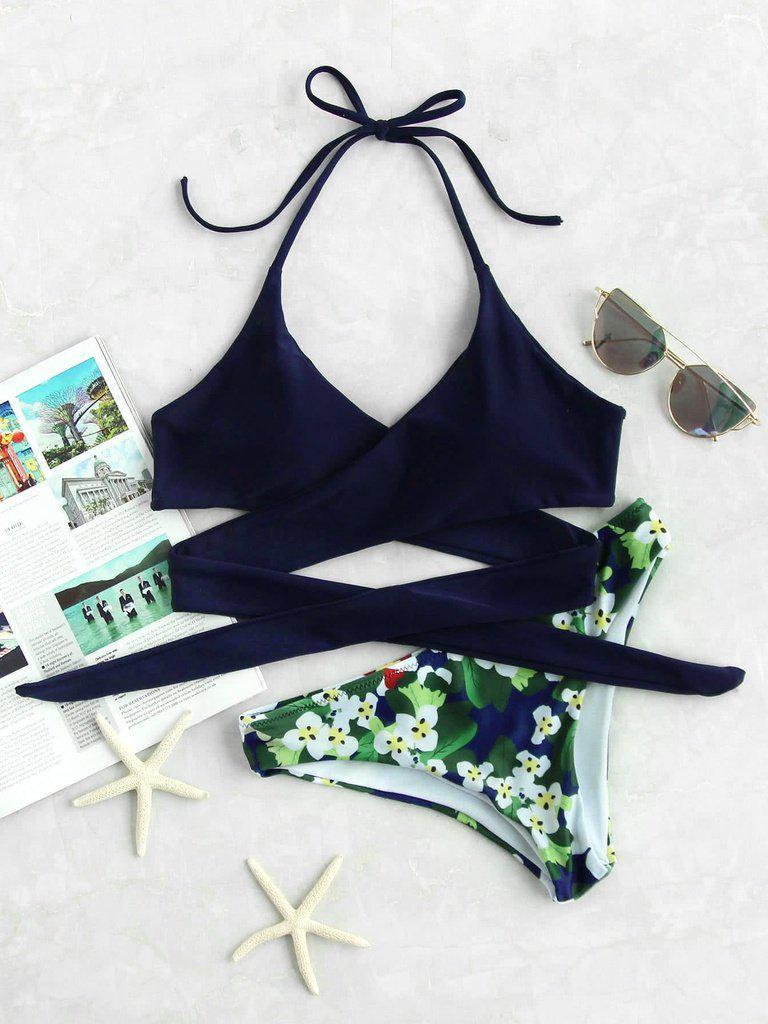 Calico Print Wrap Bikini Set--Des Mess