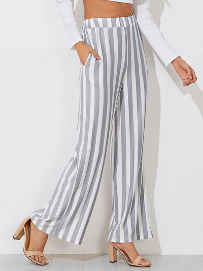 Block Striped Wide Leg Pants-bottom-Des Mess