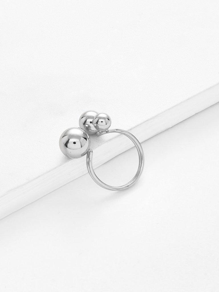 Metal Ball Design Open Ring-jewelry-Des Mess