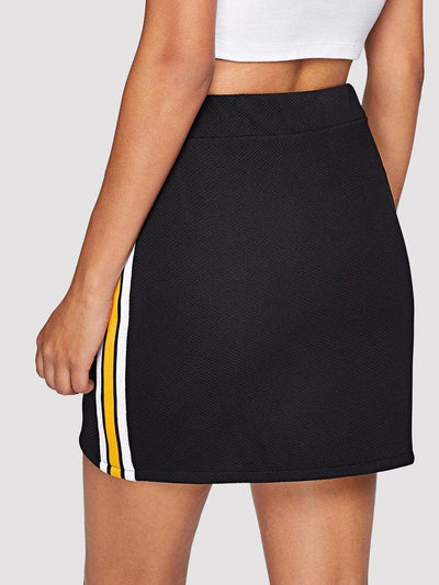 Striped Tape Side Skirt-bottom-Des Mess