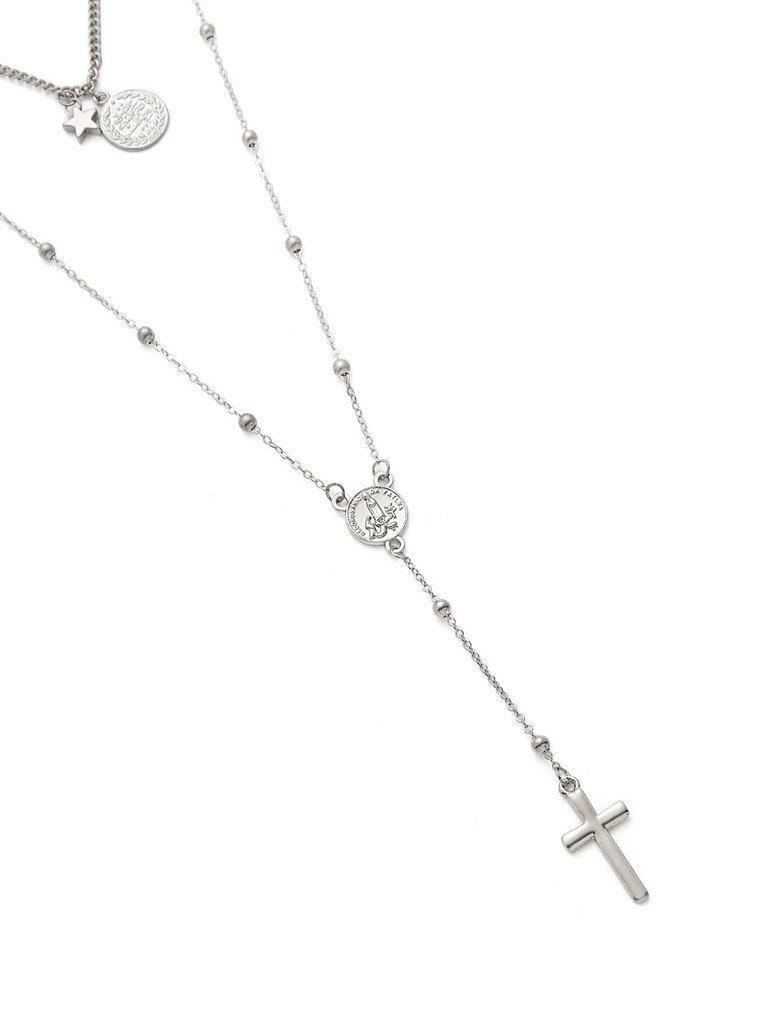 Cross & Bar Pendant Layered Necklace-jewelry-Des Mess