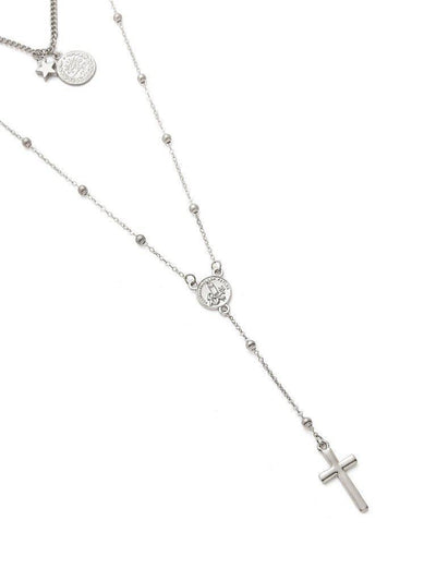 Cross & Bar Pendant Layered Necklace-jewelry-Des Mess
