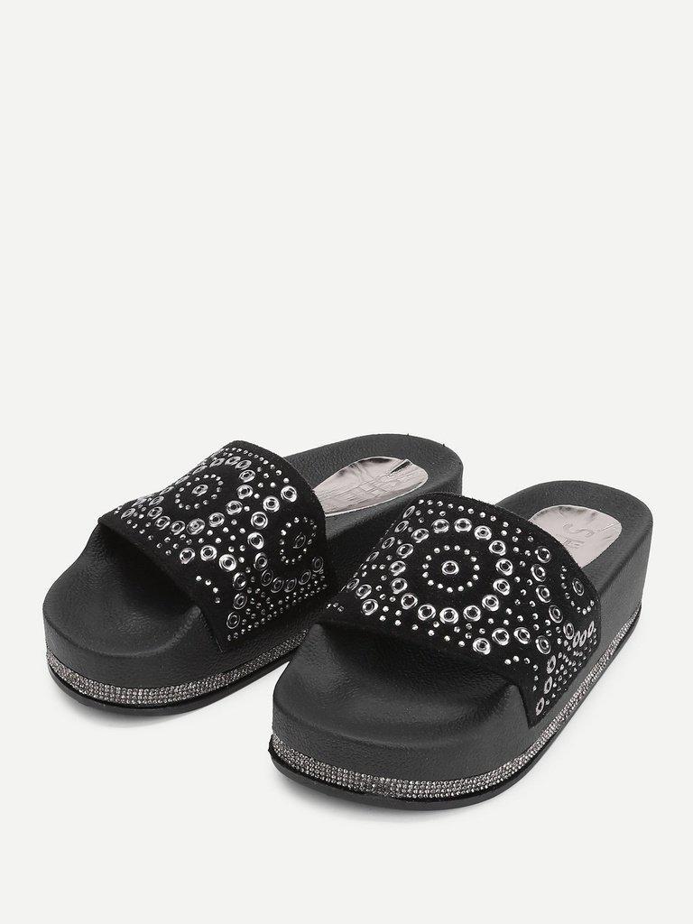 Geometric Pattern Flatform Sandals-shoes-Des Mess