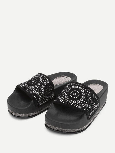 Geometric Pattern Flatform Sandals-shoes-Des Mess