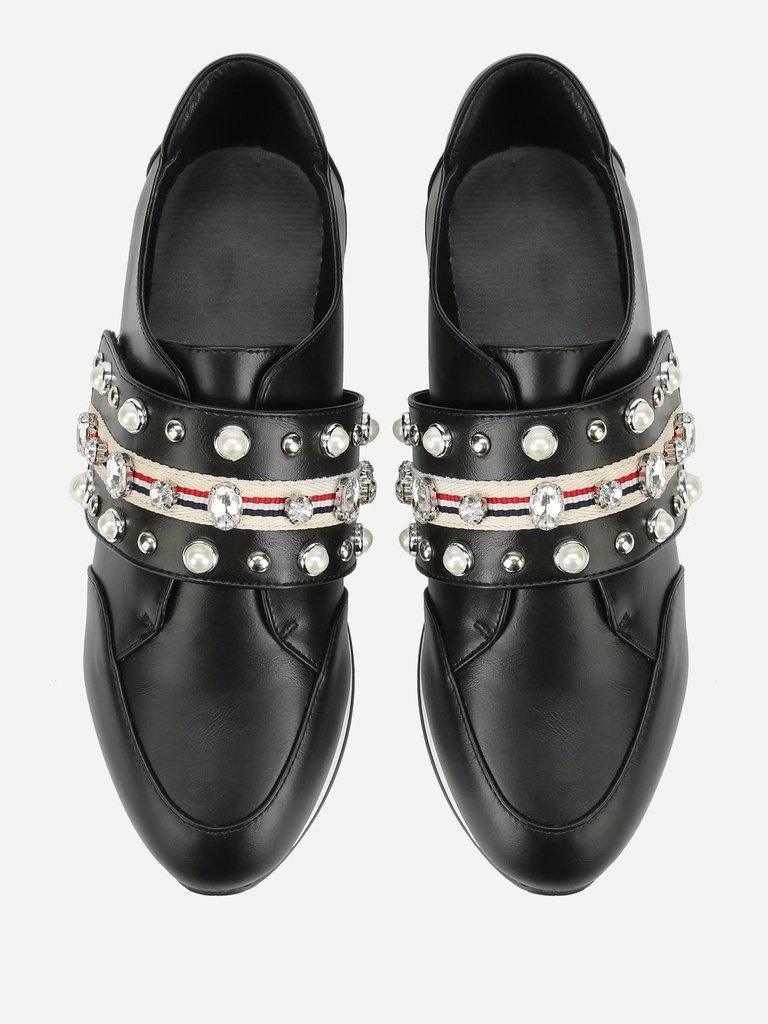Rhinestone Design Slip On Sneakers-shoes-Des Mess