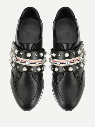 Rhinestone Design Slip On Sneakers-shoes-Des Mess