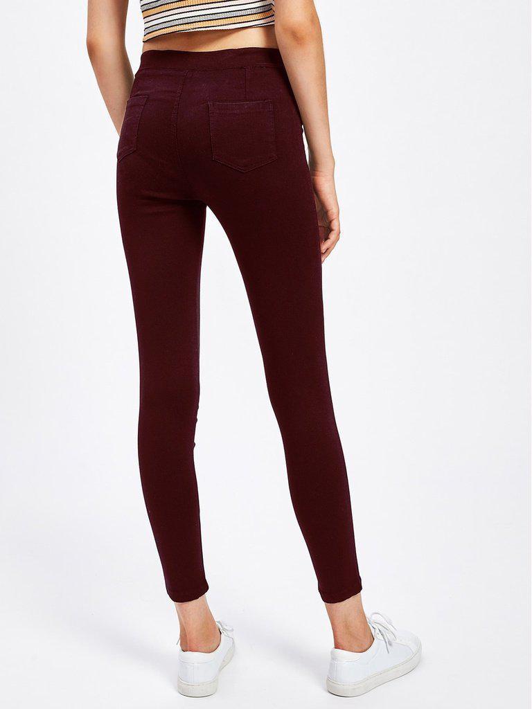 Wine Skinny Jeans-bottom-Des Mess