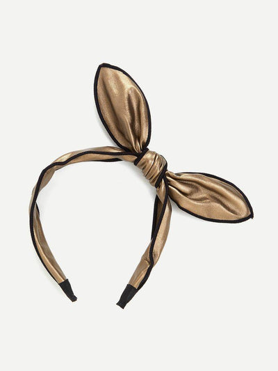 Contrast Trim Bow Tie Headband-hair-Des Mess