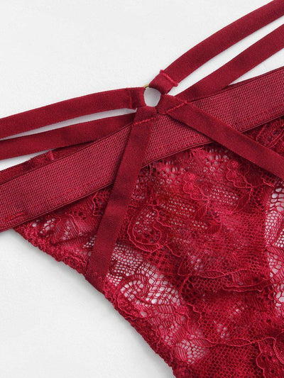 Ring Detail Lace Lingerie Set-lingerie-Des Mess