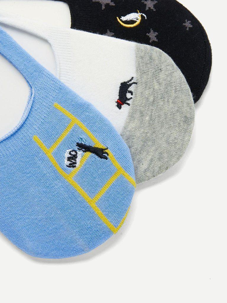 Animal Embroidery Invisible Socks 3pairs-accessories-Des Mess