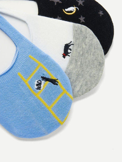 Animal Embroidery Invisible Socks 3pairs-accessories-Des Mess