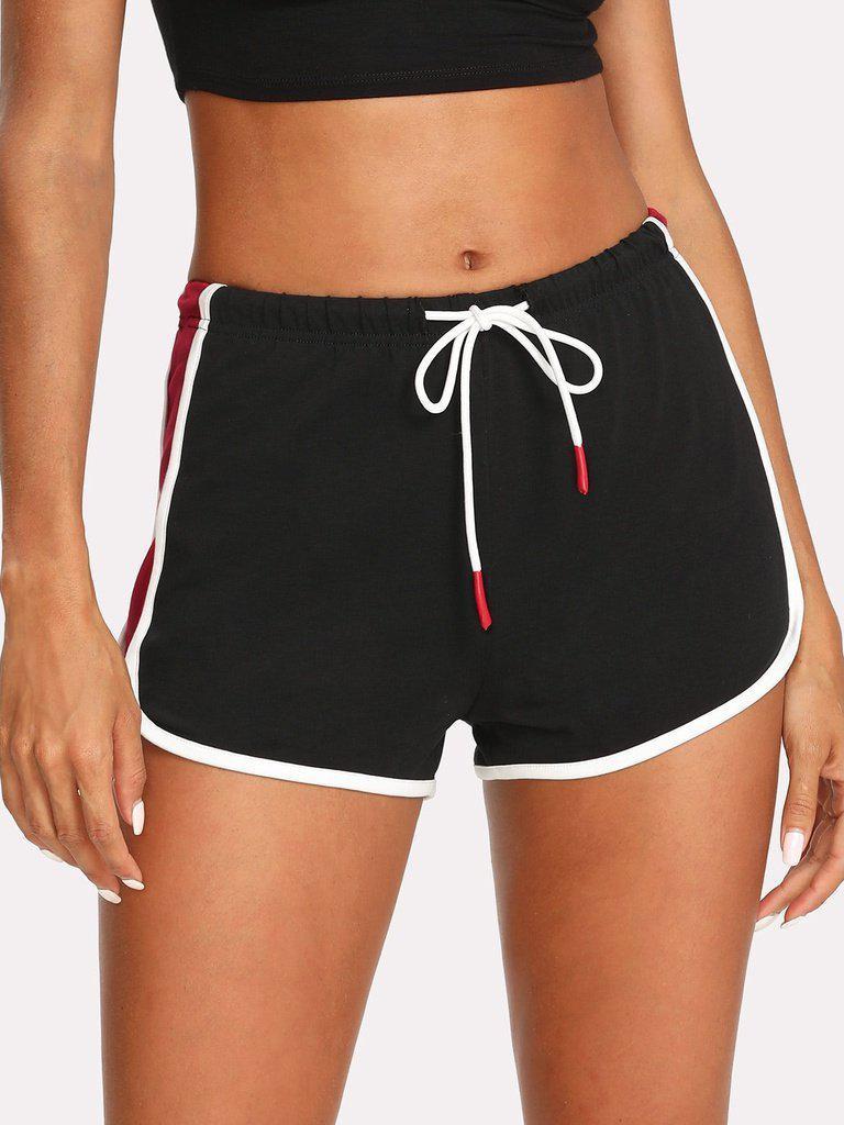 Contrast Binding Color Block Dolphin Shorts-bottom-Des Mess