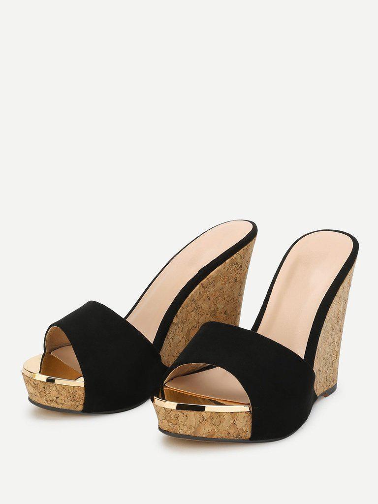 Platform Suede Wedge Mules-shoes-Des Mess