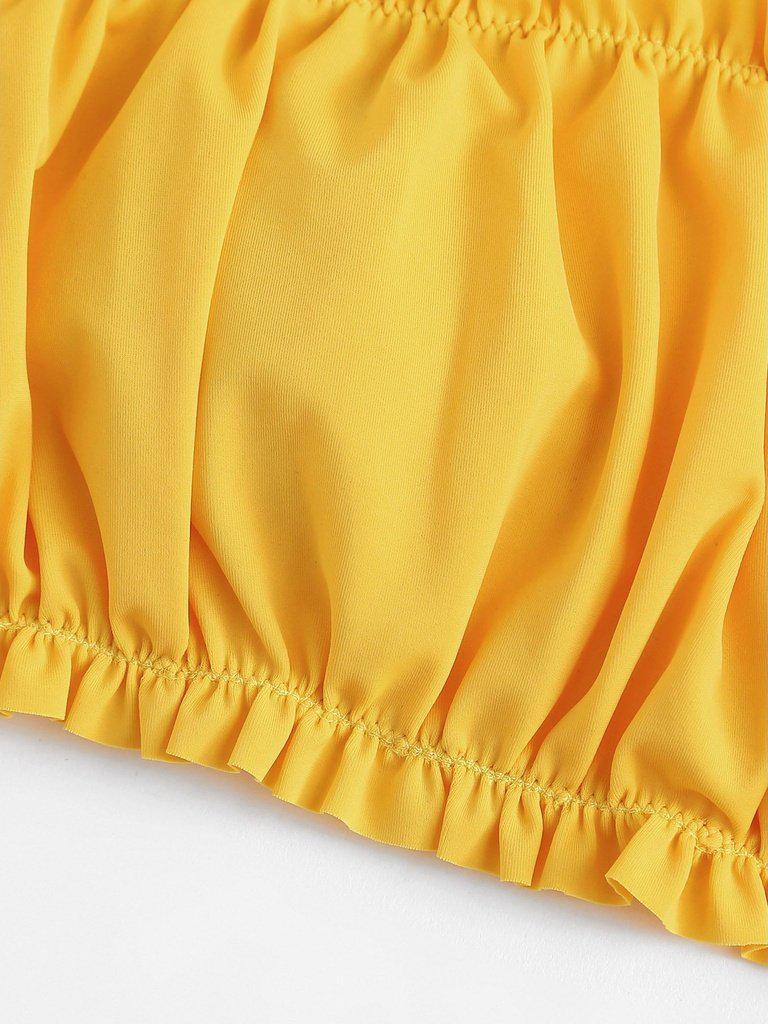 Crinkle Detail Bandeau Bikini Set-swimwear-Des Mess