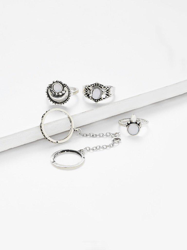 Moon Design Ring Set-jewelry-Des Mess