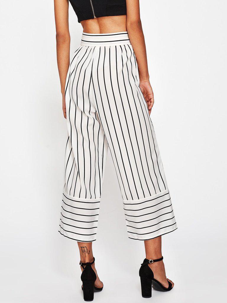 Striped Wide Leg Pants-bottom-Des Mess