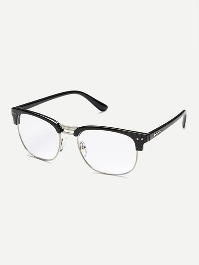 Black Open Frame Silver Trim Glasses-accessories-Des Mess