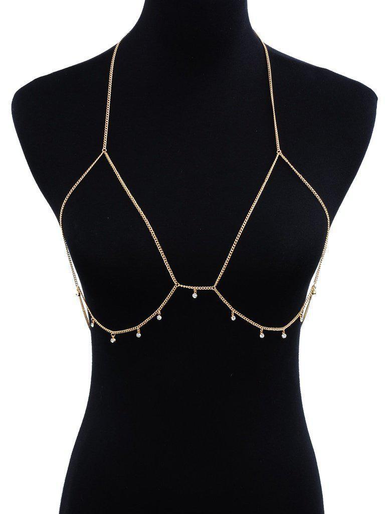 Rhinestone Detail Bralet Body Chain-jewelry-Des Mess