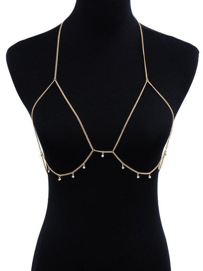 Rhinestone Detail Bralet Body Chain-jewelry-Des Mess