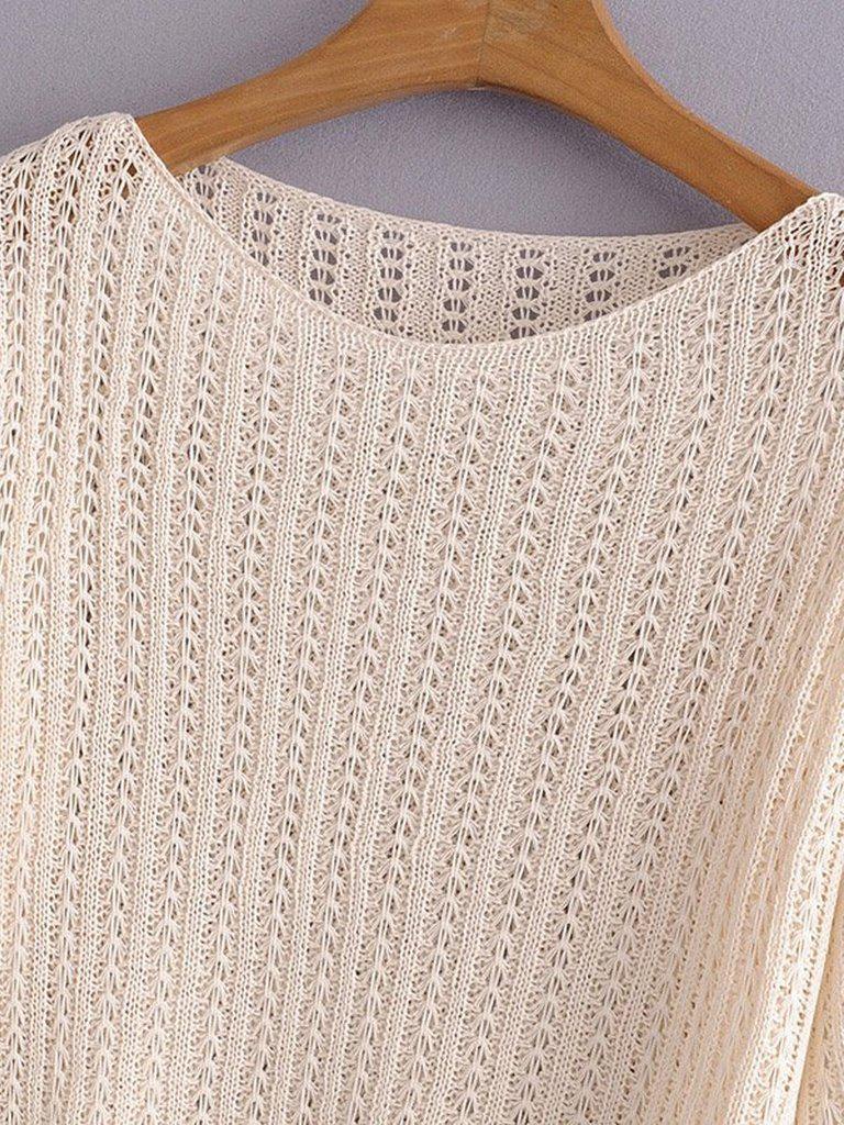 Drop Shoulder Open-Knit Jumper-outerwear-Des Mess